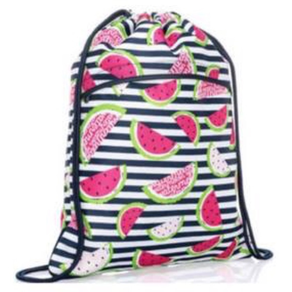Cool thermal cinch sac (watermelon cabana stripes)
